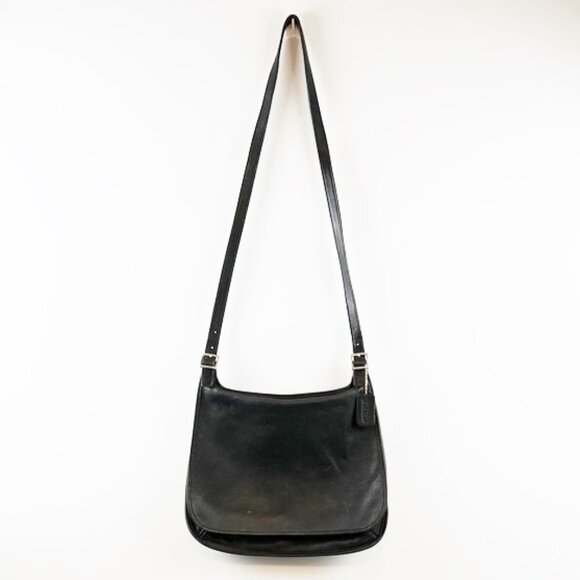 Coach Vintage Hippie Flap Saddle Buttery Soft Black Leather Crossbody Bag 9134 - Picture 1 of 16